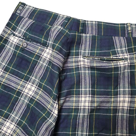 L.L. Bean Vintage Flared Plaid Pants Green Wool - Womens Size 12 - Picture 3 of 6